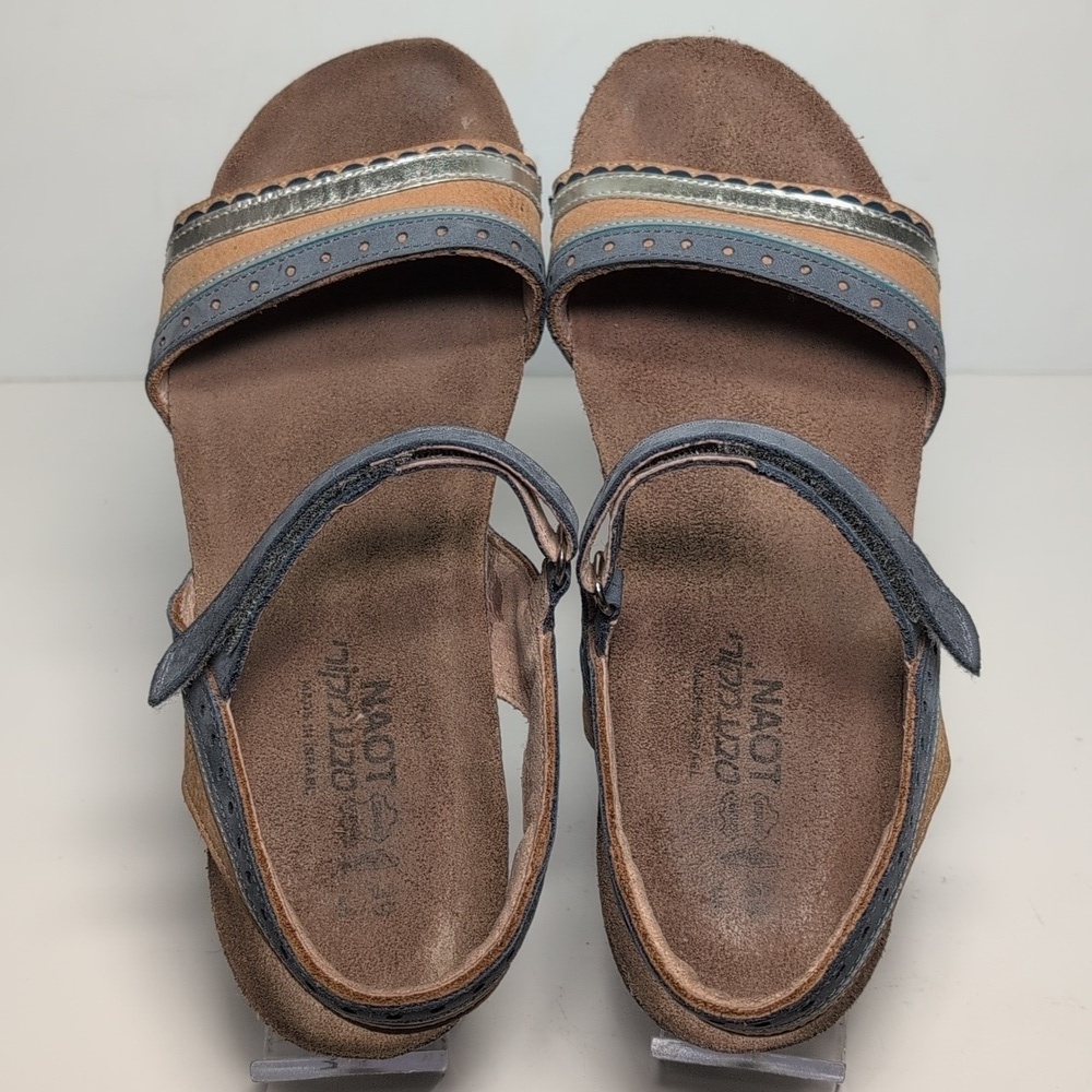 Naot Beverly Blue and Brown wedge Sandals womans size 8 EU 39 - Picture 5 of 15